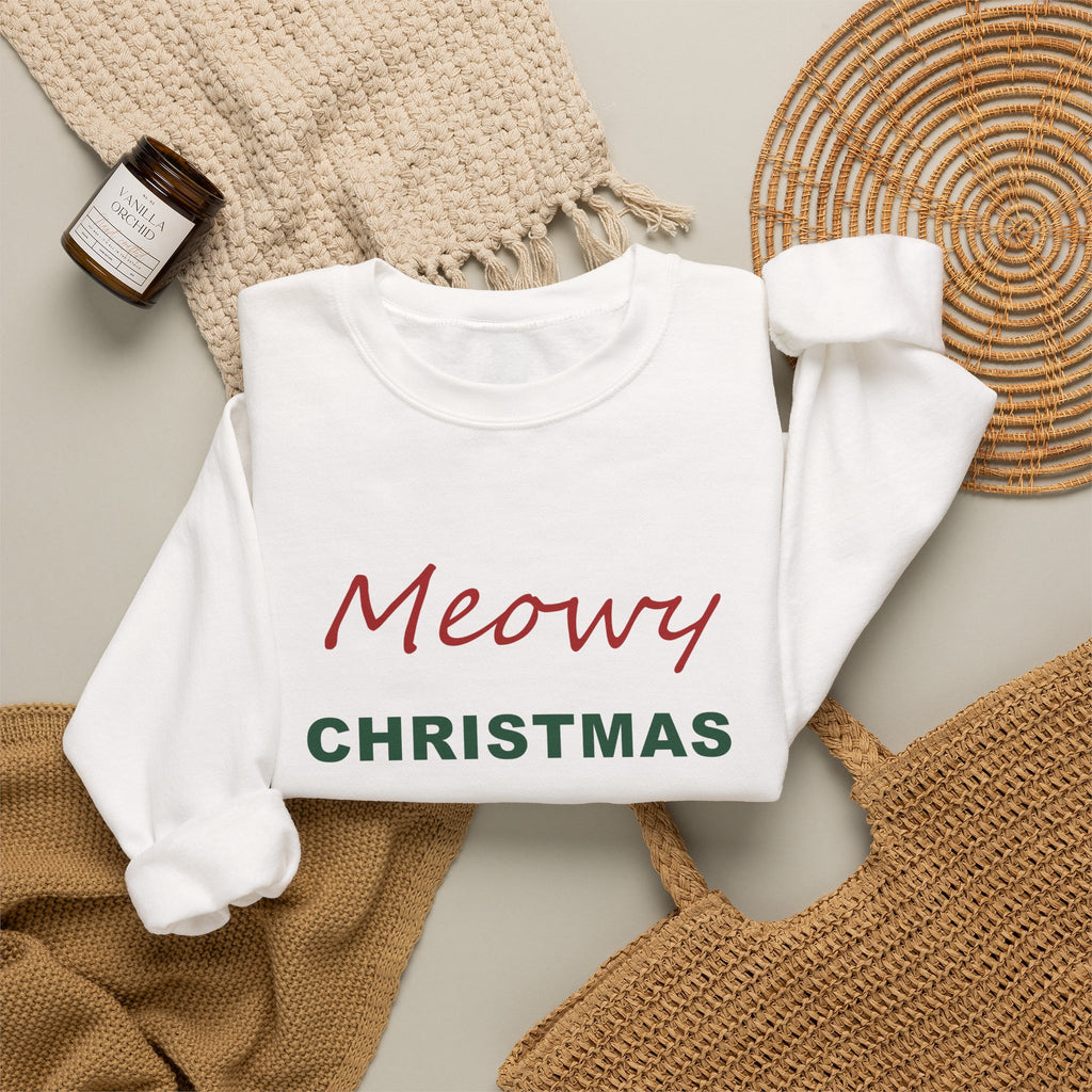 Meowy Christmas Sweatshirt - Cat Lover Christmas Crewneck