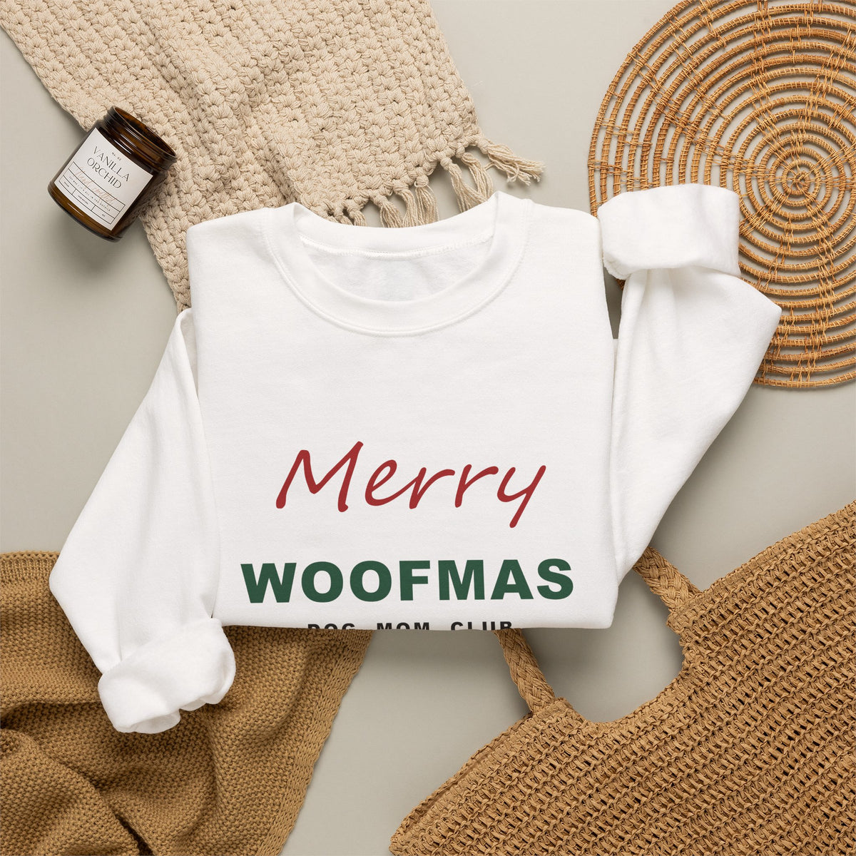 Merry Woofmas Dog Mom Club Sweatshirt - Christmas Dog Mom Crewneck