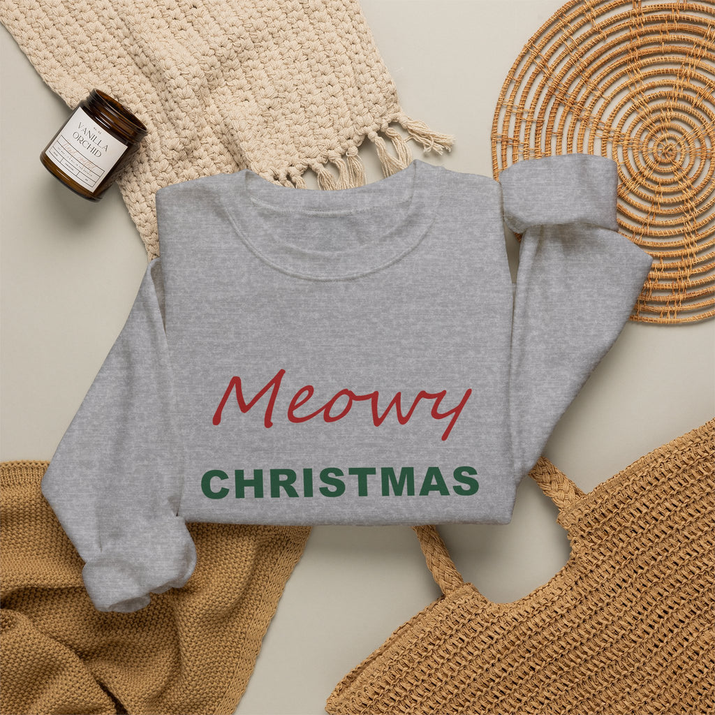 Meowy Christmas Sweatshirt - Cat Lover Christmas Crewneck