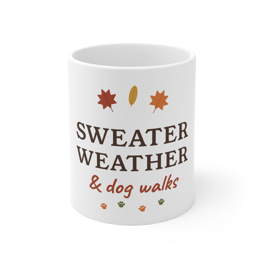 Sweater Weather & Dog Walks Mug - Fall Dog Lover Coffee Mug