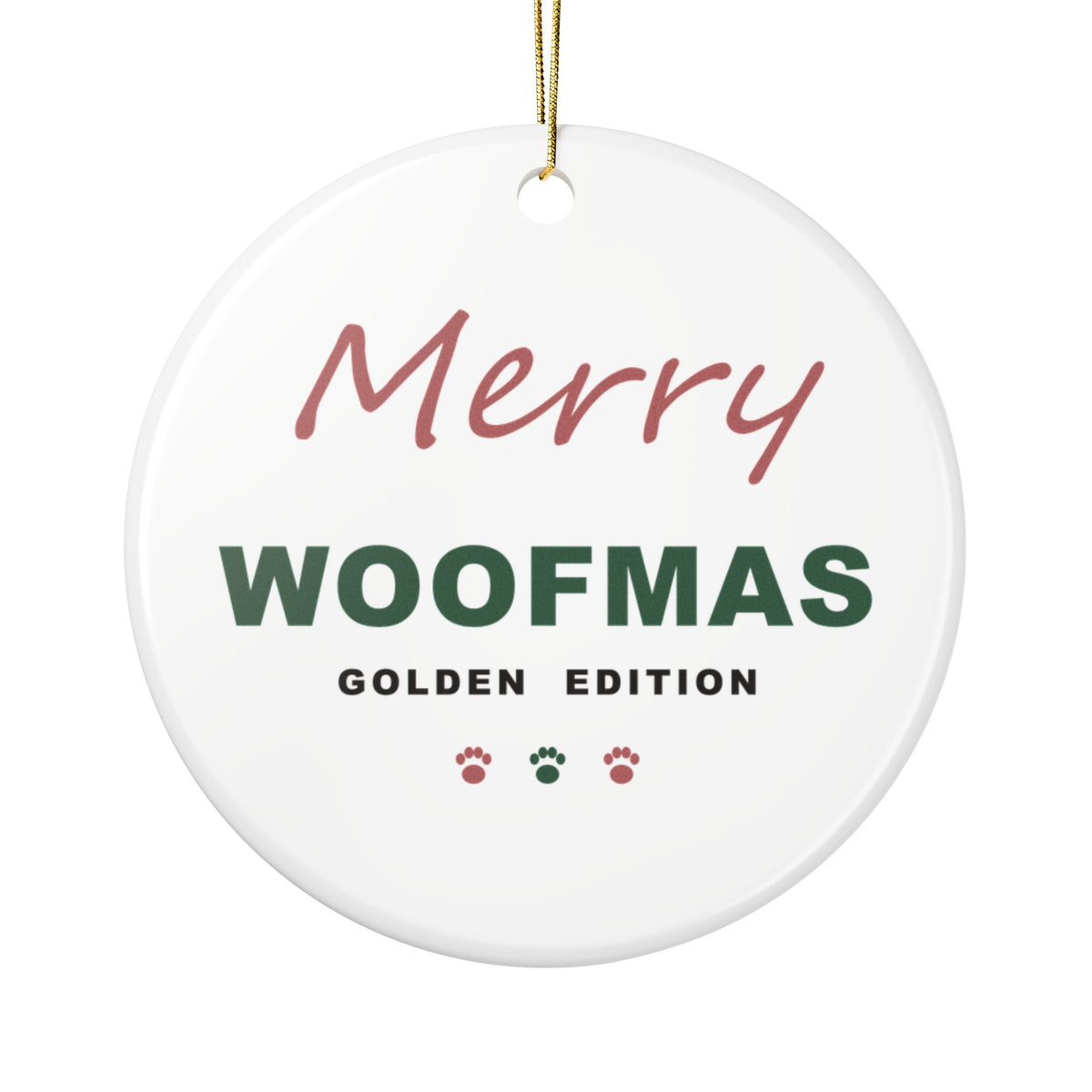 Golden Retriever Christmas Ornament - Merry Woofmas Golden Ornament
