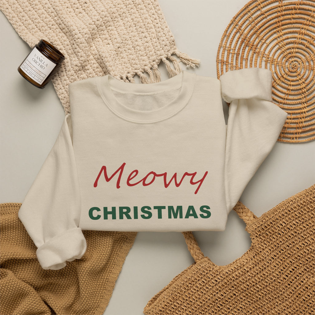Meowy Christmas Sweatshirt - Cat Lover Christmas Crewneck