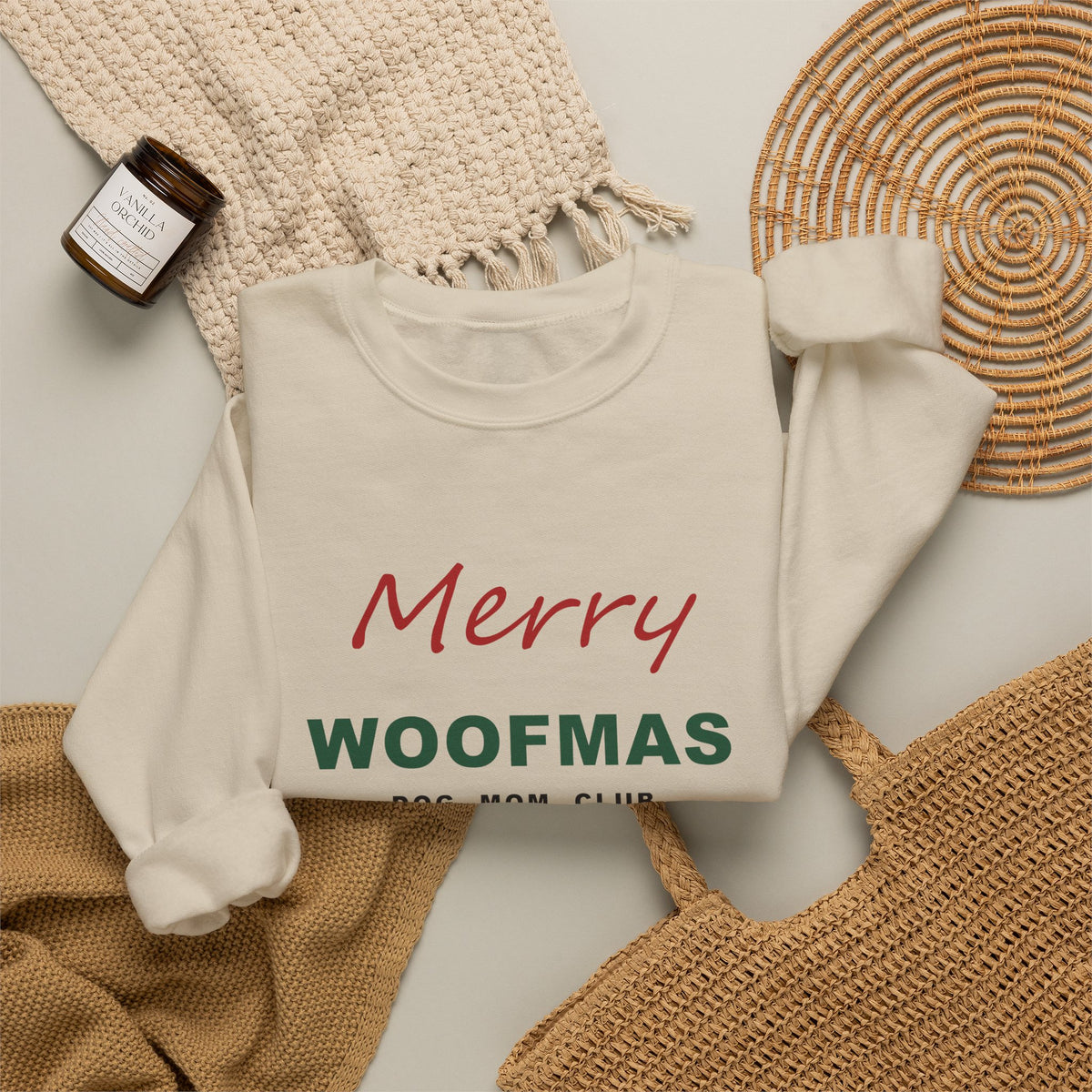 Merry Woofmas Dog Mom Club Sweatshirt - Christmas Dog Mom Crewneck