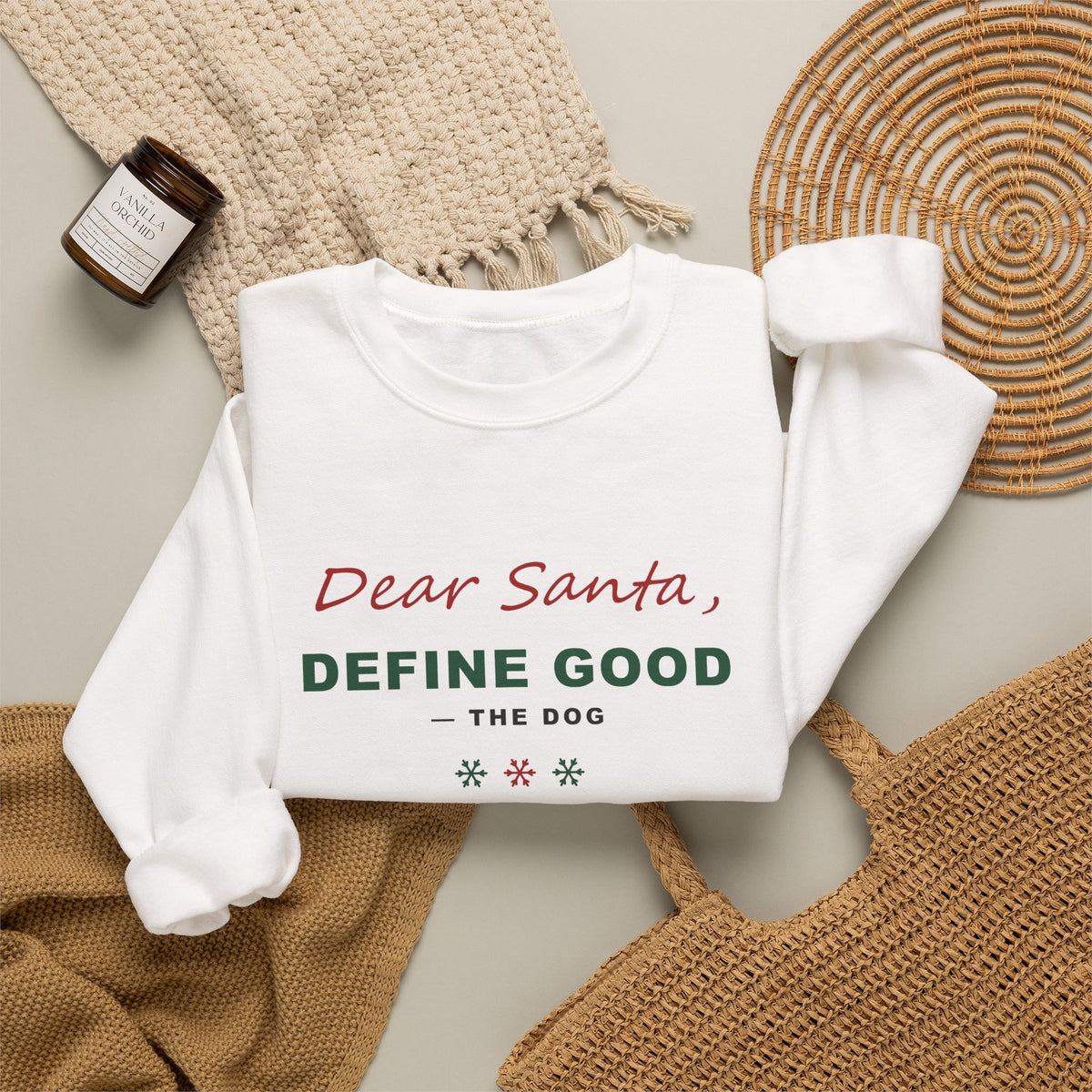 Dear Santa Define Good Sweatshirt - Funny Dog Christmas Crewneck