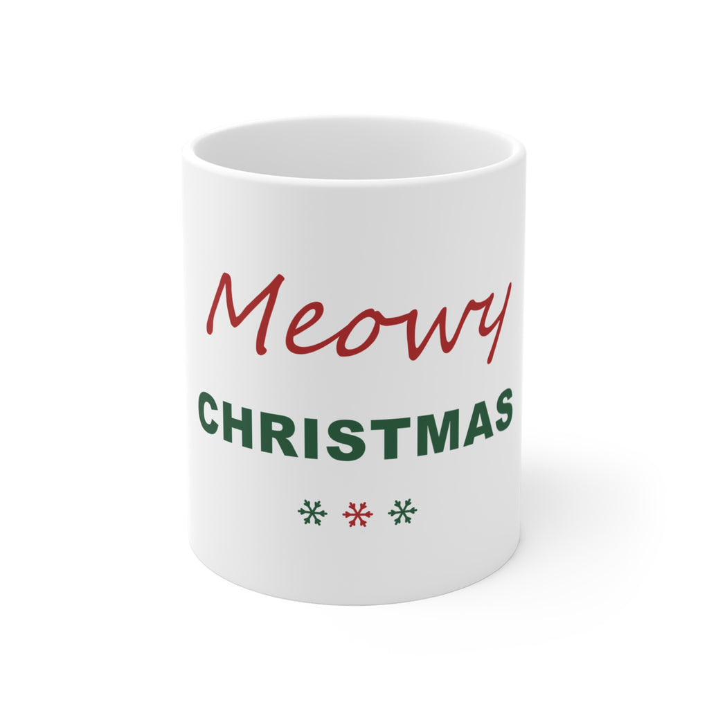 Meowy Christmas Mug - Cat Lover Christmas Coffee Mug